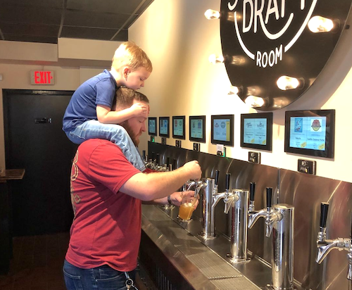 Auggie's Draft Room self-pour beverage wall powered by PourMyBeer